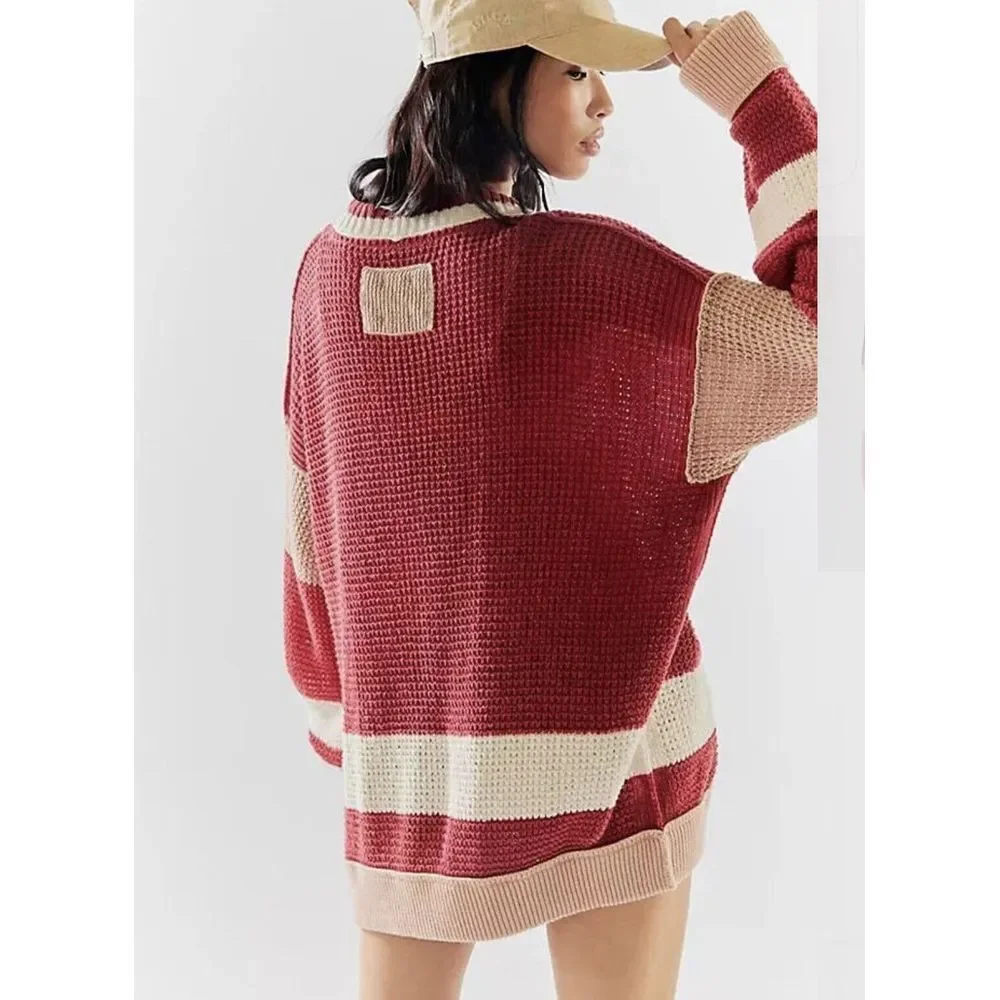 We the Free People Cardigan Chelsea Cardigan‎ Red Medium New